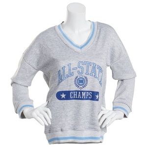 Juniors Plus Derek Heart Fleece Oversized V-Neck Sweatshirt-Grey